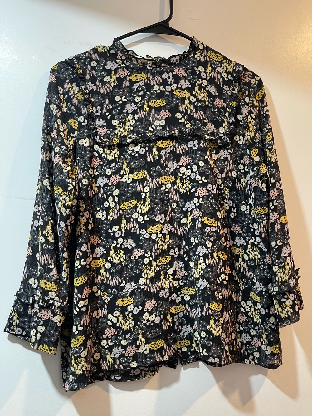Sessún Women's Black Floral Long-Sleeve Blouse